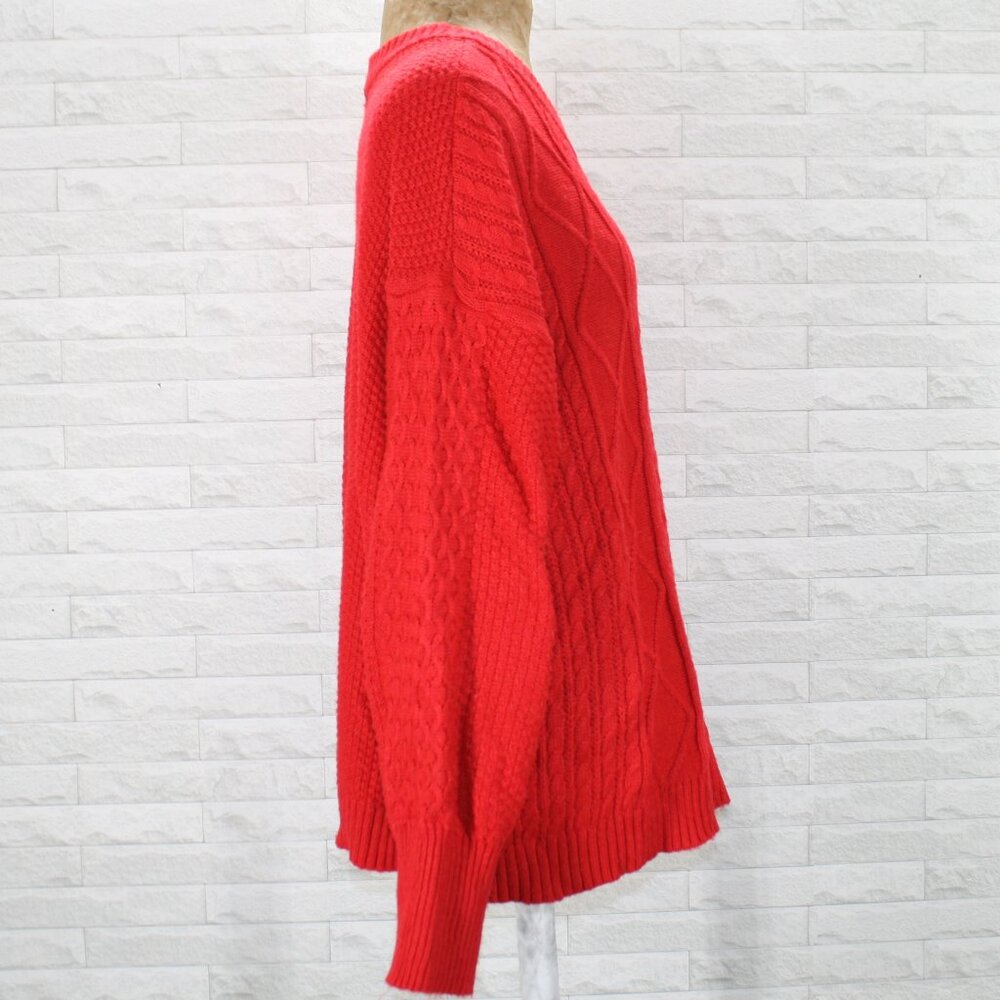 FREE ASSEMBLY Sweater Cable Knit Classic Crew Neck Winter Red Plus Size XXL - Picture 5 of 16